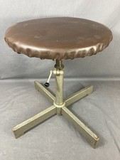 Sgabello Industriale Vintage Seduta Pelle Regolabile In Altezza Anni 70/80