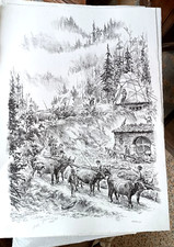 LITOGRAFIA prova autore Alberto Fremura  -70x50 cm- Angeli LUCCA -