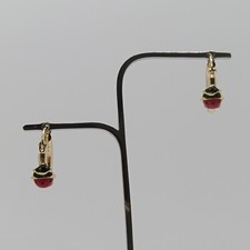 ORECCHINI A CERCHIO A SEZIONE TONDA E COCCINELLA ORO GIALLO 18KT 1,15 GR. (7598)