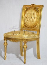 Poltrona sedia Evelyn Luigi XV foglia oro tessuto damascato Swarovski Ar5152