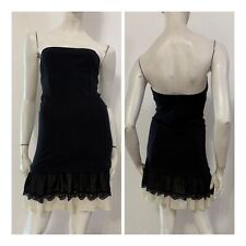 DENNY ROSE Vestito abito nero pizzo beige nel fondo Tg L