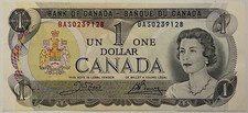 1 DOLLAR 1973 BANQUE DU CANADA