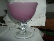 CIOTOLA BICCHIERE COPPA ALZATINA VETRO SOFFIATO MURANO ROSA PORTACANDELA GR 350