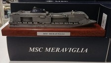 Modellino nave da crociera MSC Meraviglia nuovo con scatola - metallo su base legno modello 11"