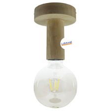 Portalampada a muro in legno, attacco E27. Da parete e soffitto.