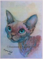 Devon Rex cat art print from