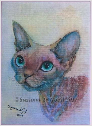 Devon rex cat art print - print, from