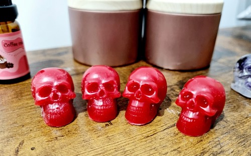 Candela teschio mini rossa - teschio,