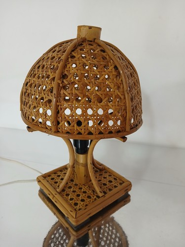 Lampada tavolo fungo rattan - lampada,