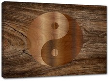 Quadro moderno stampa su tela canvas  yin yang love amore tao peace wood arredo