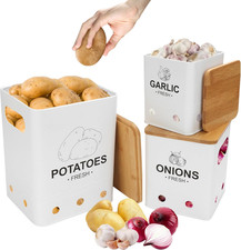 Set Di 3 Porta Patate Cipolle Aglio, Contenitori Patate E Cipolle E Aglio Impila