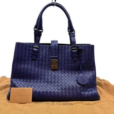 Authentic BOTTEGA VENETA Intrecciato Roma Hand Bag Purple Leather #36637080