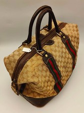 Borsa Gucci Borsa Vintage Pelle Monogramma Tela Tote Bag Anni 70