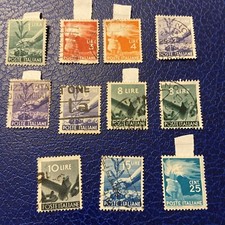 11 Pezzi Francobolli Poste Italiane Lire 1-3-4-6–6-6-8-8-10-15-25