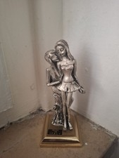 STATUA SCULTURA ANTICA IN METALLO PESANTE MADE IN ITALY CON BASE DORATA, AMANTI