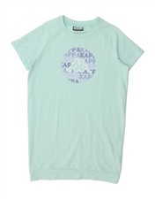 KAPPA Vestito Maglione Donna Grafico Felpa UK 16 Grande Turchese Cotone AU06