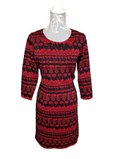 Abito donna tubino taglia M rosso nero jersey girocollo manica lunga casual