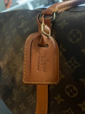 Borsa da viaggio Louis Vuitton Keepall 55 in tela monogram marrone e pelle natur