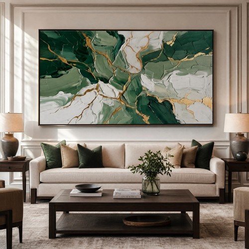 Arte astratta foglia - oro, verde