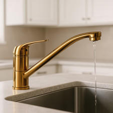 Rubinetto Cucina Oro Canna Alta Miscelatore Lavello Girevole Lusso 360° Moderno