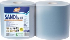 Sandi Rotoloni Carta Industriale, 3 Veli Blu, Goffrata, 2 Rotoli da 500 Strappi,