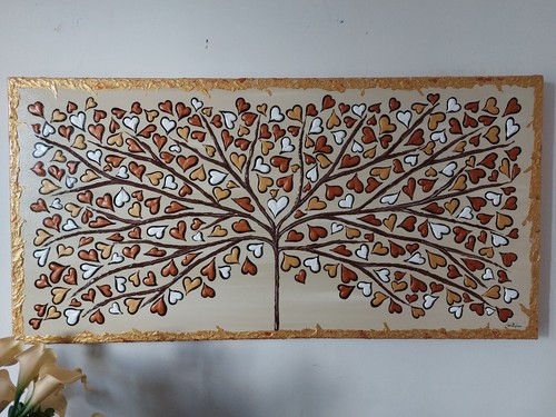 Quadro dipinto mano albero - a,