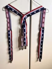 Bretelle Uomo Donna Bandiera Americana USA Vintage Anni 60 Stelle Strisce Bianca