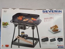 SEVERIN Barbecue elettrico 1600W in acciaio inox con stand con mensola