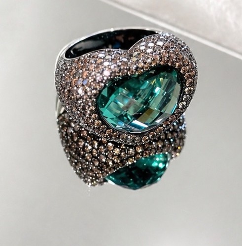 Anello cuore tormalina oro