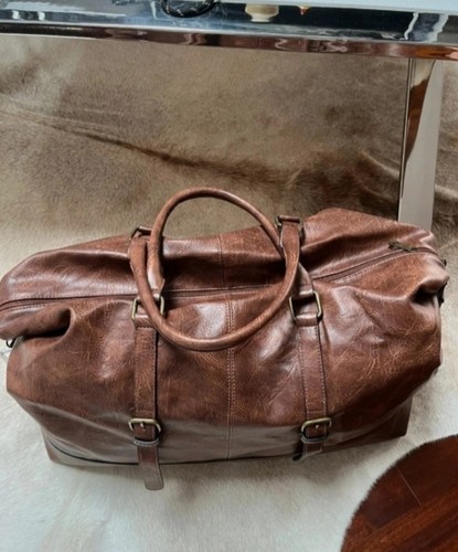 Borsone pelle marrone color - pelle,