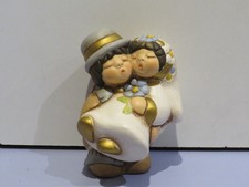 vecchia STATUINA THUN COPPIA DI SPOSI miniatura in ceramica vintage fiori di