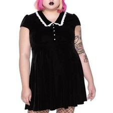 Abito Killstar Every Lutto Collare 3X Nero Velluto Babydoll Strega Gotica