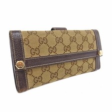 Portafoglio lungo Gucci GG Canvas usato con gancio donna tela pelle beige...