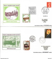 706 - " NORTH YORKSHIRE MOORS RAILWAY " 4 LETTERE CON ANNULLI E ADESIVI