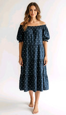 Abito a pois J Crew S a strati Cottagecore Boho Beachy romantico prateria floreale