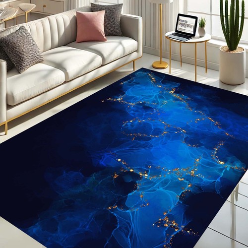 Tappeto oro blu design - oro, blu,