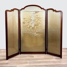 Paravento Antico separè divisorio 800 inglese seta ricamata a mano Antiquariato