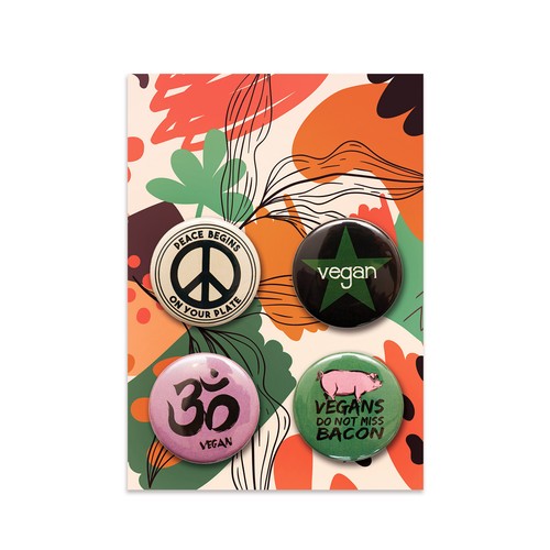 Vegan badge set - vegan, vegetarian