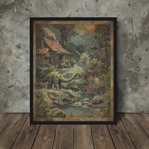 Cabina dinosauro vintage arte