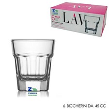 SET 6 BICCHIERI BICCHIERINI DA LIQUORE LINEA ARAS IN VETRO 45 CC