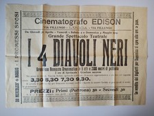 volantino del 1914 ORIGINALE e introvabile,  teatro e film I 4 DIAVOLI NERI