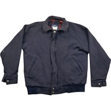 Woolrich Giacca Media Uomo Blu Lana Vintage Tasche Bomber Retro Foderato