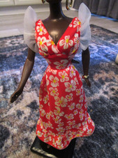 Barbie Vintage: *ESCLUSIVA SEARS* Maxi Abito Rosso Hawaiano Floreale anni 70 9006