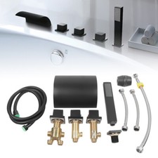 Rubinetto per vasca da bagno 5 fori nero cascata 🛁