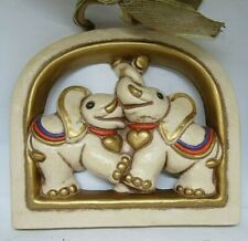 VINTAGE - THUN - QUADRETTO A MURO COPPIA ELEFANTI - CM 24X21