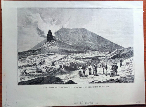 1880 xilografia vesuvio veduta - xilografia,