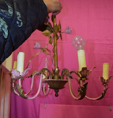 Lampadario luci ferro dorato - luci,