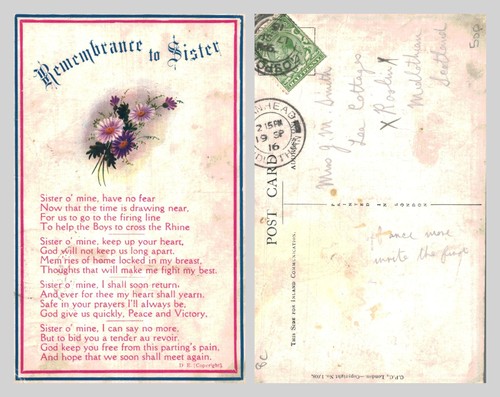 Vintage postcard wwi - -, poetry