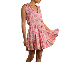 Mini Abito Poupette St Barth Triny Ruffle-Bordino Viola Taglia M, Nuovo con etichette