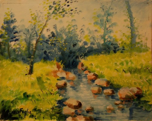 Ruscello pietre paesaggio - e,